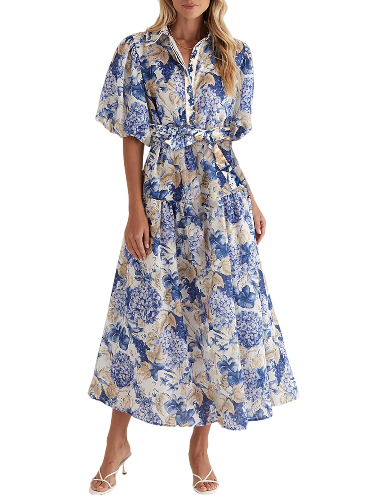 Amazon.com: Sissyaki Vestido largo floral para mujer 2026 Verano Primavera Vestido de invitados de boda con botones Sh